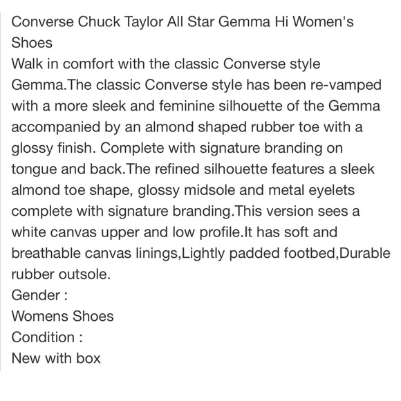 LAST! Sale Converse CTAS Gemma Hi Women’s Shoes - Picture 7 of 7